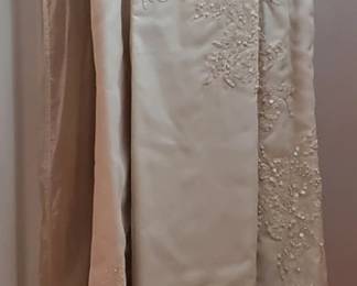 Vintage gown with train - satin and seed pearls