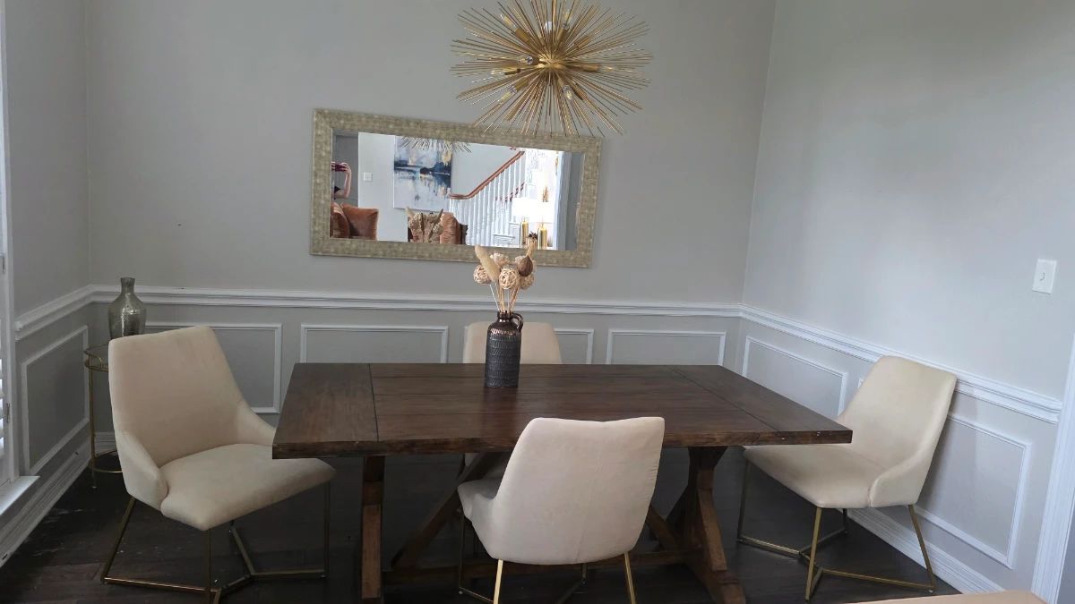 4 chairs and wooden table