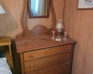 Antique oak dresser with mirror