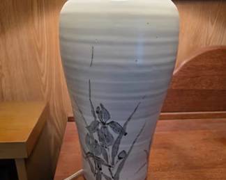 Large signed pottery lamp