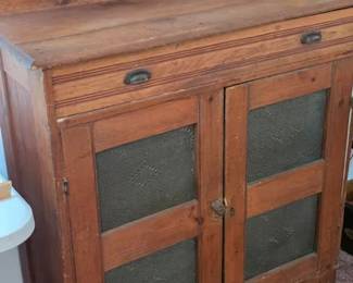 Antique pie safe, cupboard with punched tin panels