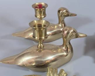 Brass duck candlesticks