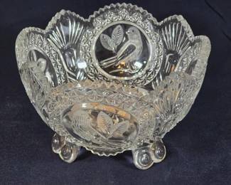 Vintage Hofbauer Byrdes crystal footed bowl from West Germany