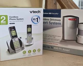 Cordless phones and wireless driveway alert system, both new in box