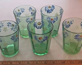 Hand painted vintage uranium glasses