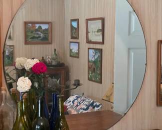 Vintage round beveled mirror
