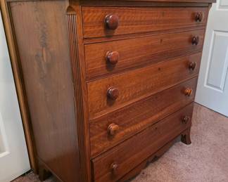 19th-century walnut or cherry bachelor chest with dovetail drawers