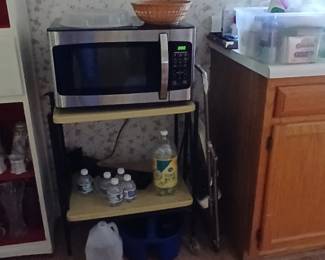 Vintage kitchen cart with microwave