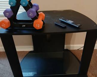 Tv stand, workout weight set