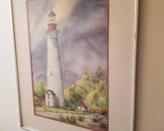 Lighthouse art - original watercolor by local artist