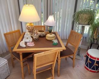 Card table with four chairs; coastal decor