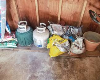 Shed stuff: propane tanks; potting supplies