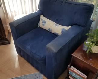 Suede-like oversize chair matches sofa