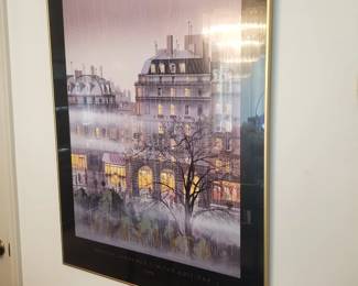 Framed limited edition print titled "Raindrops" by Japanese artist Hiro Yamagata