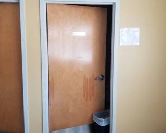 Interior door; exit sign