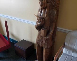 5' tall wooden cigar store Indian