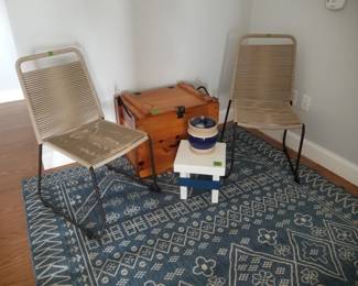 Stacking chairs; pine trunk