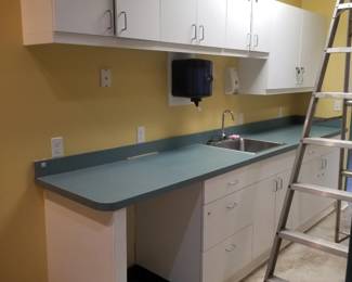Base and upper cabinets; sink