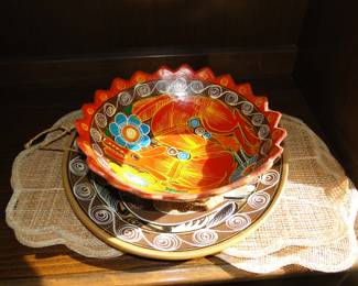 Mexican folk art serving pieces, for display