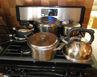 A very small assortment of pots and pans