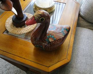 Hand painted folk art duck, vintage