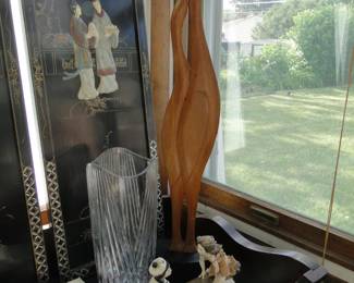 Mid Century Modern hand carved swans