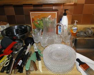 Cut glass pieces for serving and eating off of