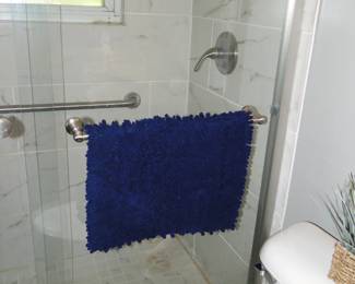 Fluffy blue bathmat