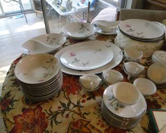 Sango Japan "Dawn Rose" pattern china, this pattern was discontinued in 1959. We have the complete collection, including serving pieces