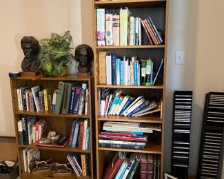 Bookshelves, books, CDs