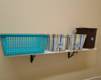 Baskets for storage, and a bucket for washing