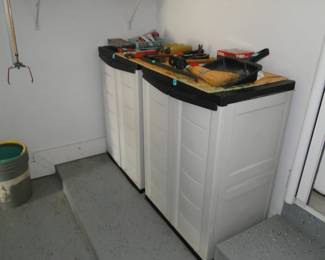 Storage lockers with tools on top