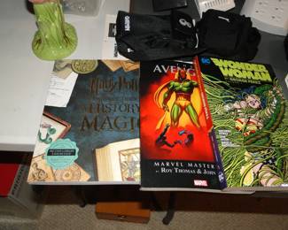 Harry Potter, The Avengers, and Wonder Woman books