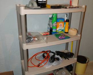 Shelf with cleaning and other supplies
