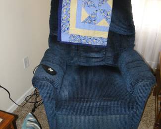Chair, with hand made quilt, which is also going to be for sale