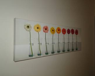 Sunflowers in vases, on canvas, decoration for the stairs