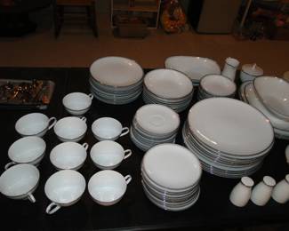 Set of china white, with classic silver trim