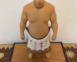 Handcrafted ceramic Hakata doll, Japanese sumo wrestler.