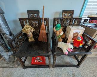 Antique Chinese lacquer chairs
