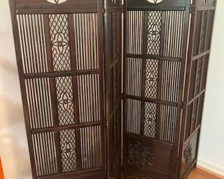 Vintage Asian wooden carved screen