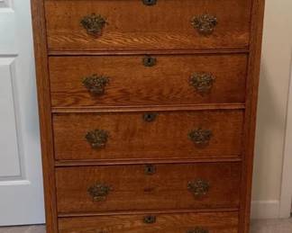 Five Drawer Antique Oak Chest of Drawers