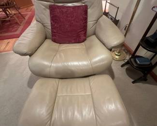 Leather chair & ottoman