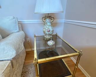 Glass top gold accent table