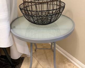 Glass & metal table.