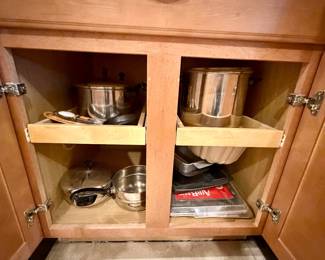Vintage Farberware pots and pans.