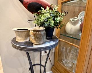 Metal and stone side table.