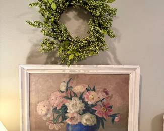 Vintage floral oil painting.