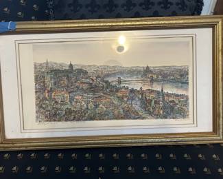 Hand Colored Engraving of Budapest