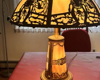 Antique Slag Glass Lamp