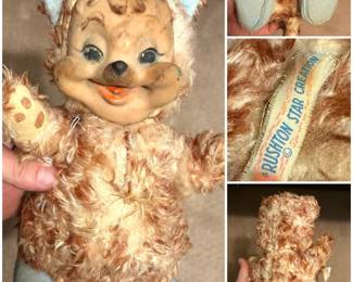 Vintage Rushton Star Creation rubber face squirrel chipmunk teddy bear 